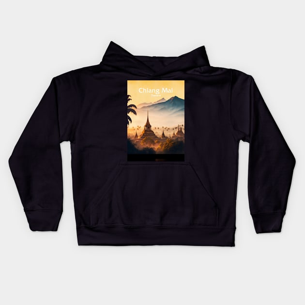 Chiang Mai Thailand No. 1: Mountain Paradise; Temples in Northern Thailand Kids Hoodie by Puff Sumo